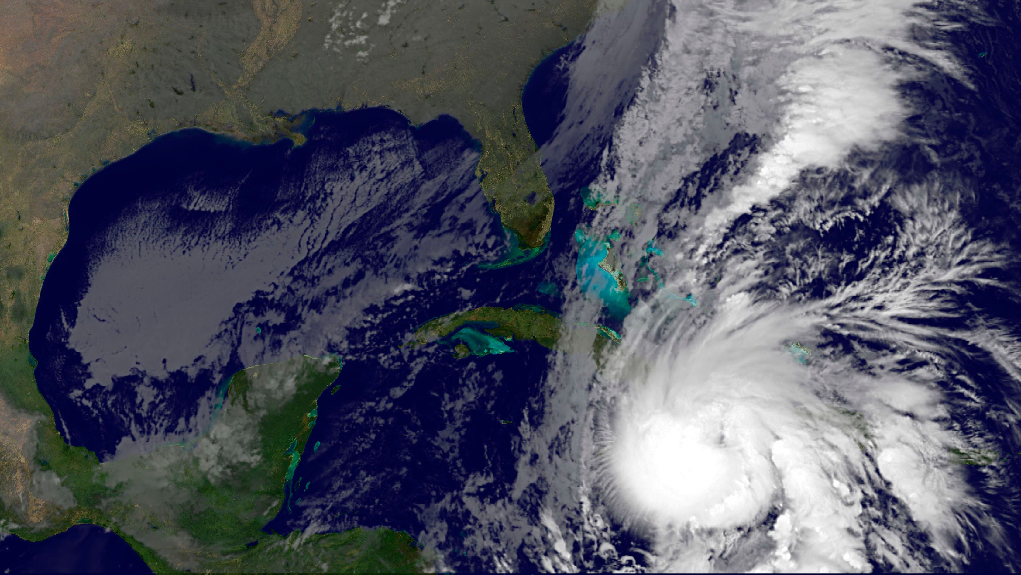 Satelitný záber na hurikán Tomas nad Haiti